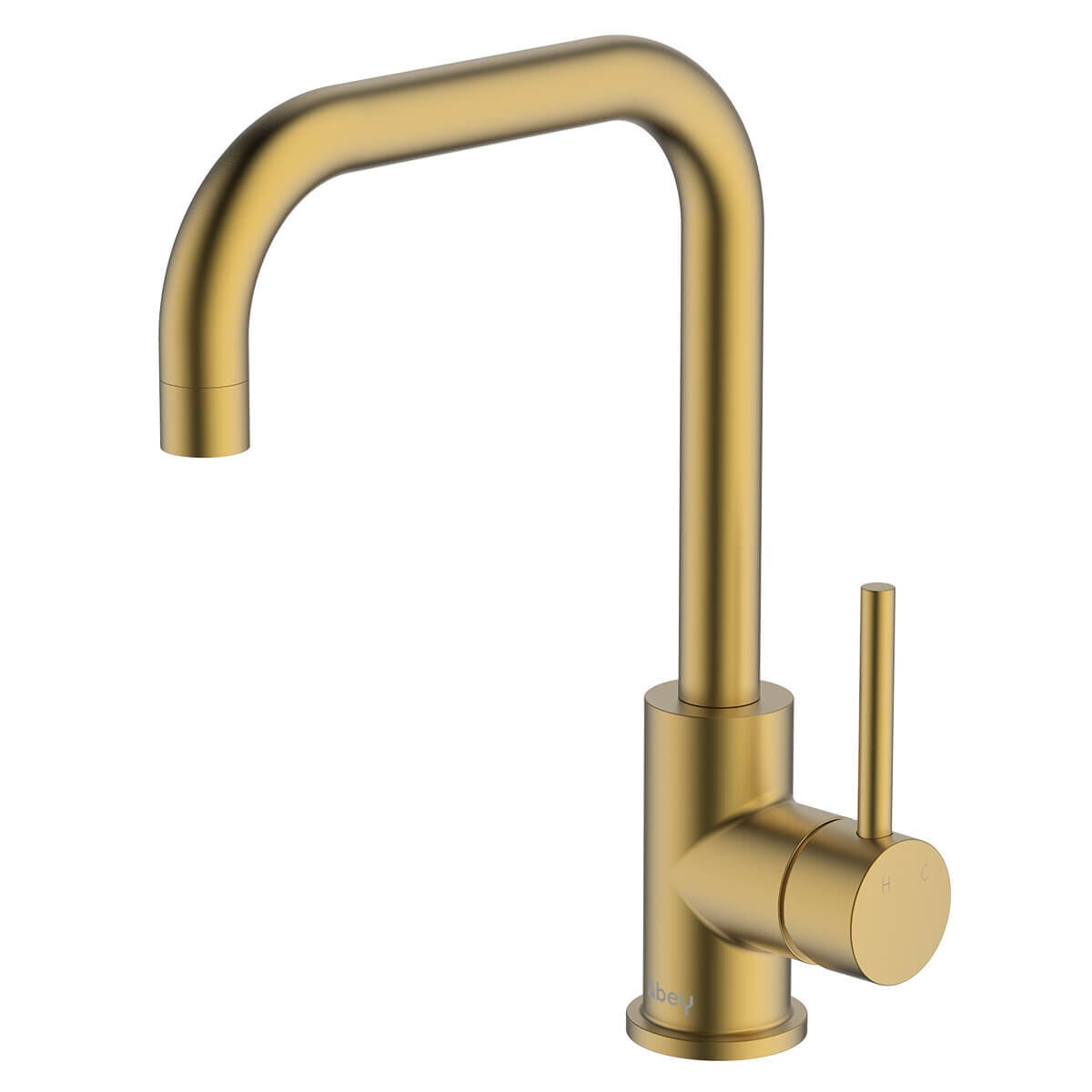 Abey Lucia lead-free square sidelever mixer tap - brushed brass, 360 degree swivel - 3K3-BB-LF