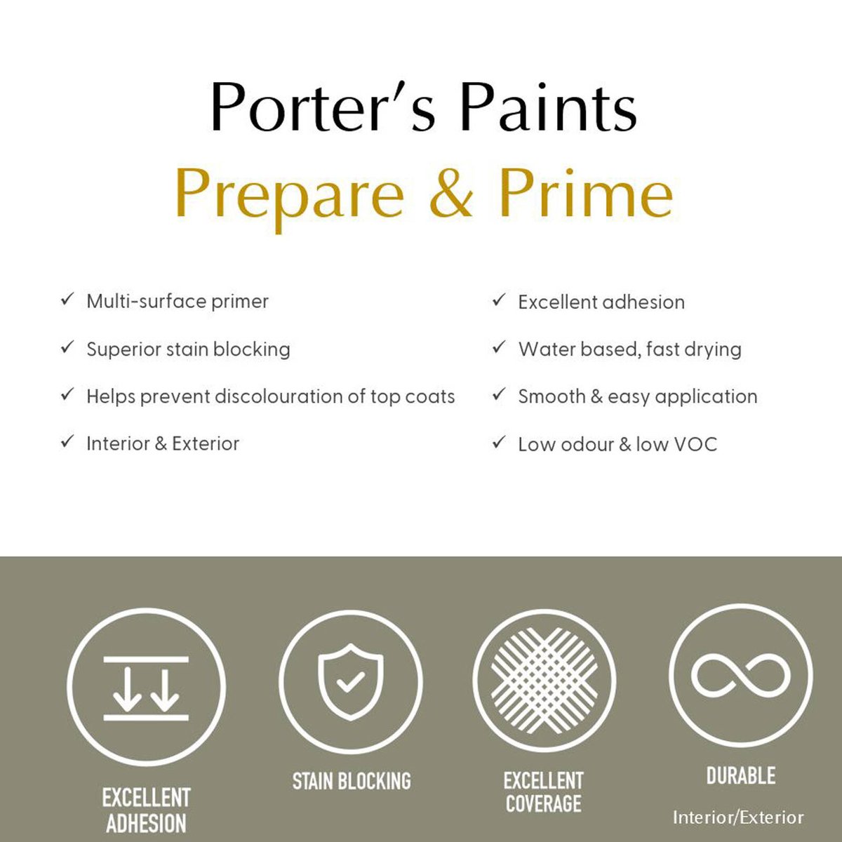 Porter S Paints 400ml WB Prepare Prime - Multi-Surface Primer - Stain Blocking - Low Odour - SuperSaverAU - view 2