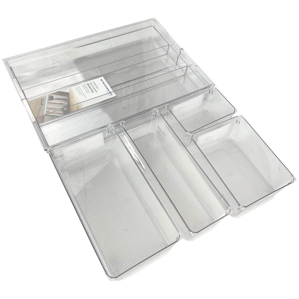 The Container Store 5 piece kitchen drawer pack 3 - Expandable utensil tray and deep organisers - VTCS-DRAW-P3