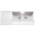 Turner Hastings Cuisine Double Bowl Fireclay Sink - Left Hand Drainer, Gloss White - CUD116FS-LHD