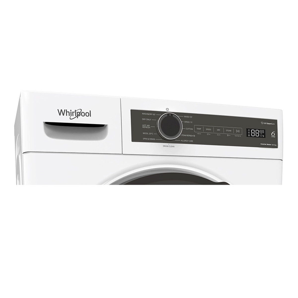 Whirlpool 8kg/4kg SteamCare Washer Dryer Combo - White, Compact Slim Depth, Steam Hygiene - WWPB8502IW
