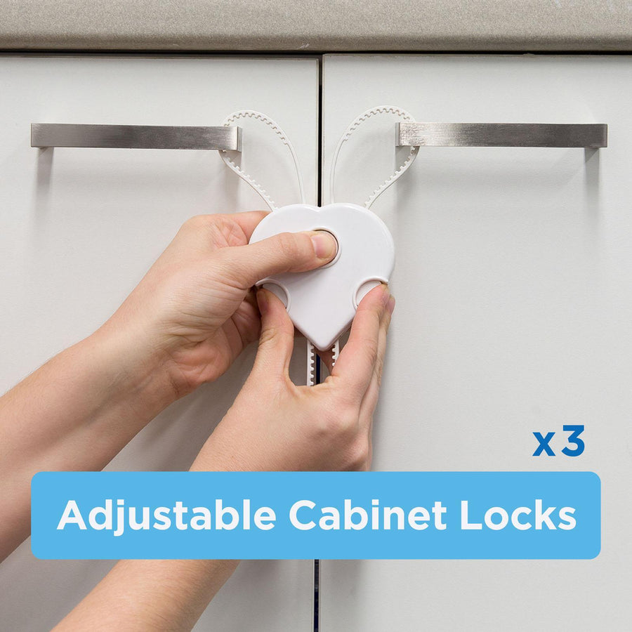 Perma Child Safety Adjustable Cabinet Locks - 3 Pack, White