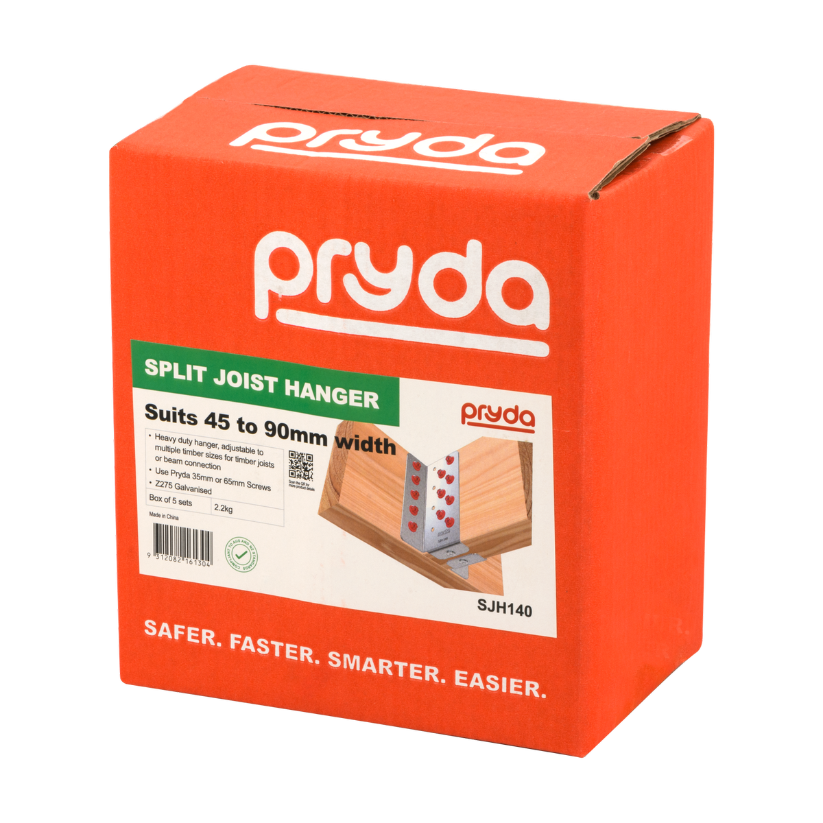 Pryda Split Joist Hanger Pair - 140mm - Galvanised - 1 Pair - Adjustable - SuperSaverAU - view 2