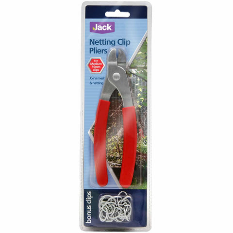 Jack Red Netting Clip Pliers Steel & Rubber with Bonus Clips