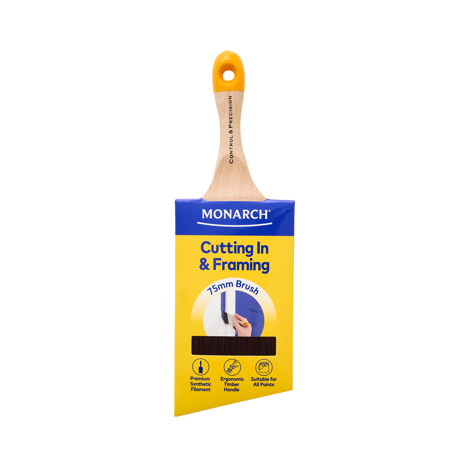 Monarch 75mm Cutting In & Framing Synthetic Paint Brush Stainless Steel Ferrule