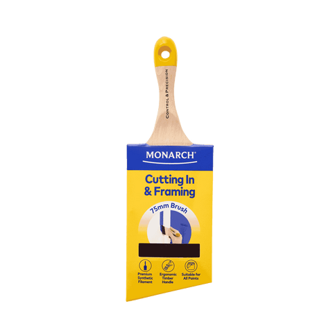 Monarch 75mm Cutting In & Framing Synthetic Paint Brush Stainless Steel Ferrule