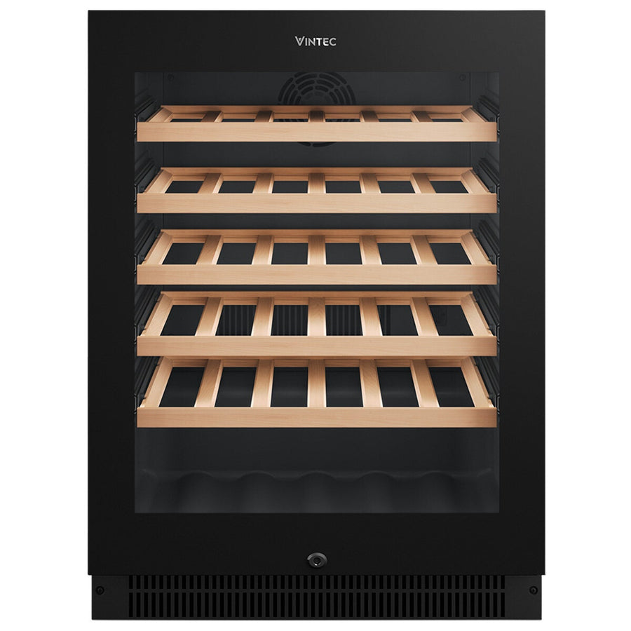 Vintec 41 Bottle Single Zone Wine Fridge - UV-Resistant Glass Door, Inverter Compressor - VWS820SCB-X