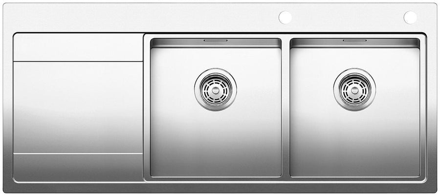 Blanco DIVON double bowl sink - left hand drainer, 25L bowls, 18/10 surgical grade steel - DIVON8SRK5