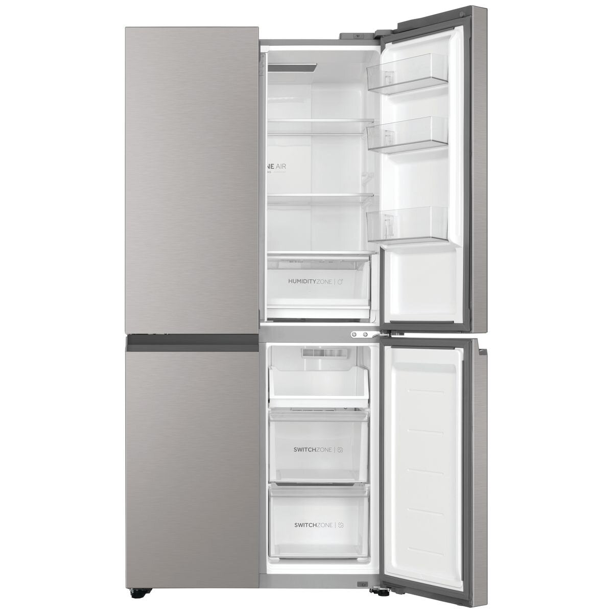 Haier 463L Quad Door Fridge - Satina Silver - 4 Star Energy Rating - Frost Free - Door Alarm - HRF530YS