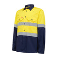 Hard Yakka Hi Vis Taped Long Sleeve Shirt Size S - Yellow Navy - 100% Cotton - SuperSaverAU - view 1
