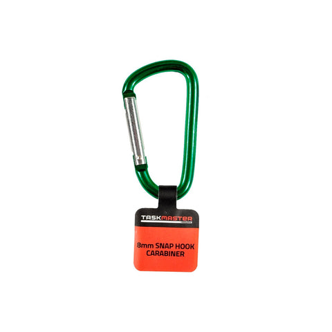 Taskmaster 8mm D-Shape Aluminium Carabiner, Spring Gate Clip (Assorted Colours)