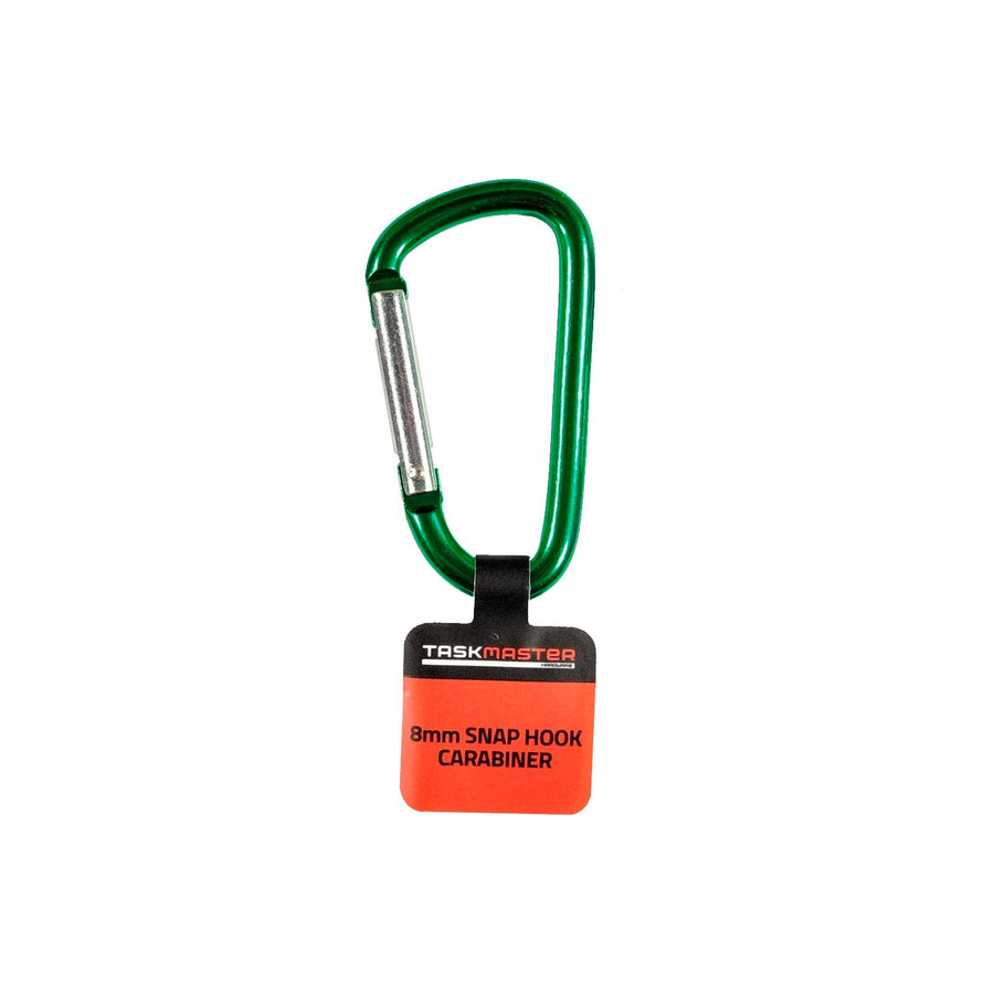 Taskmaster 8mm D-Shape Aluminium Carabiner, Spring Gate Clip (Assorted Colours)