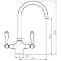 Turner Hastings Ludlow double sink mixer - chrome gooseneck with swivel spout - 5 star WELS - LU101DM-CH