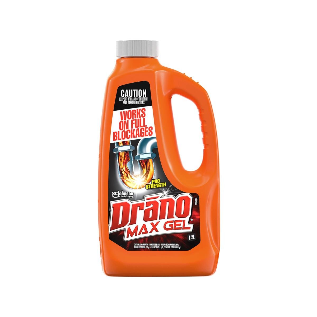 Drano Drain Cleaner Max Gel Liquid 1.2L - Effective on Tough Clogs