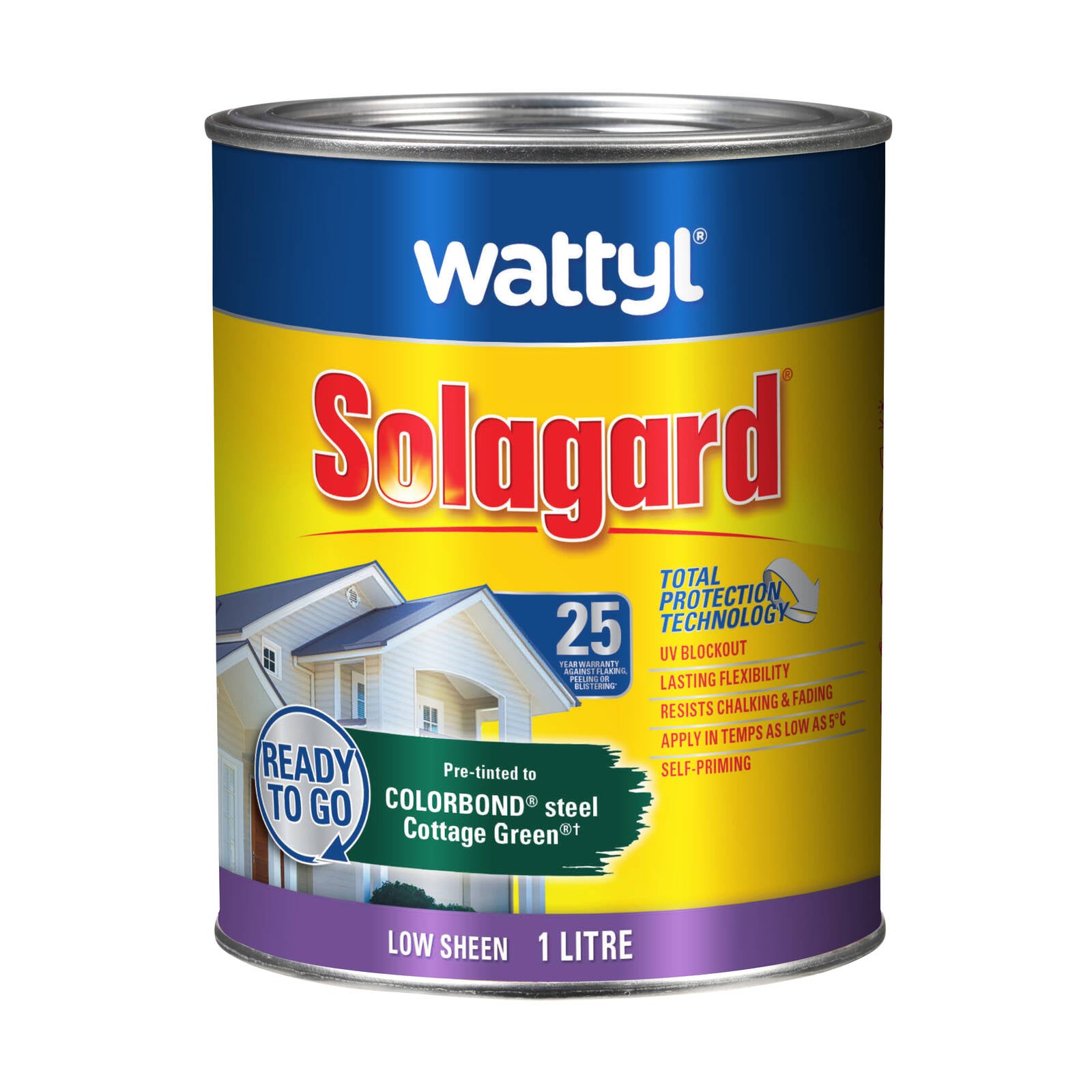 Wattyl Solagard Cottage Green Low Sheen Pre-tinted Exterior Paint 1L UV Resistant Outdoor