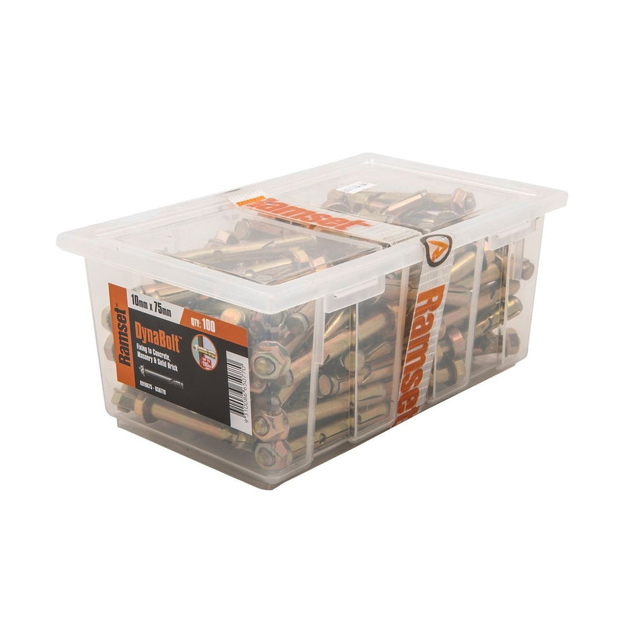 Ramset DynaBolt Plus 10mm x 75mm Masonry Anchor Gold Steel 100 Pack - SuperSaverAU - view 1