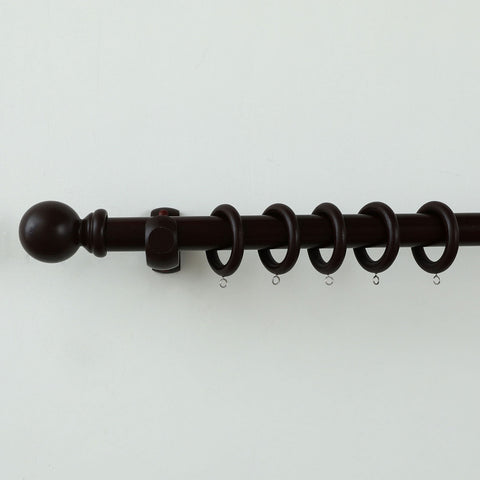 Windoware Walnut Timber Curtain Wood Pole Rings - 5 Pack