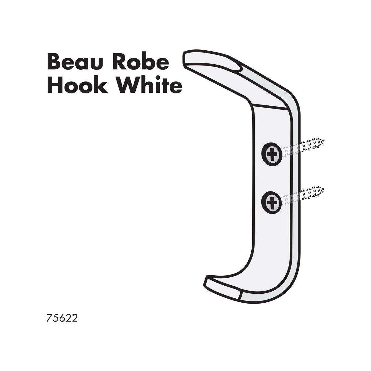 Adoored Double White Beau Deco Hook - 100mm Aluminium - Durable Design - SuperSaverAU - view 2