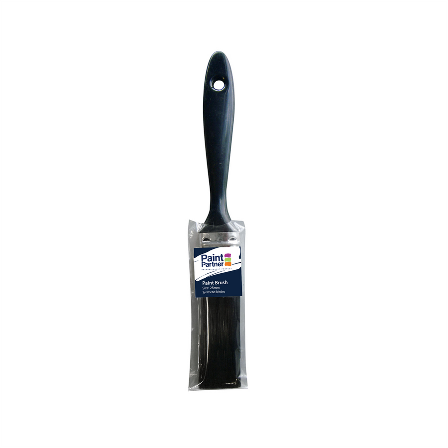 Paint Partner 25mm Synthetic Paint Brush Flat Plastic Handle Economical - SuperSaverAU - view 1