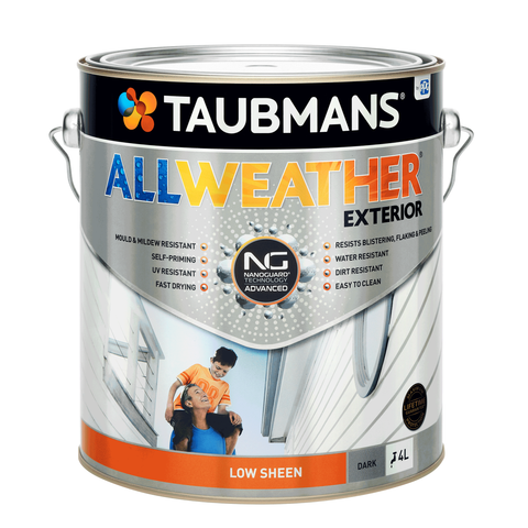 Taubmans 4L Dark Low Sheen All Weather Exterior Paint - Water Based - Mould Resistant - SuperSaverAU - view 1