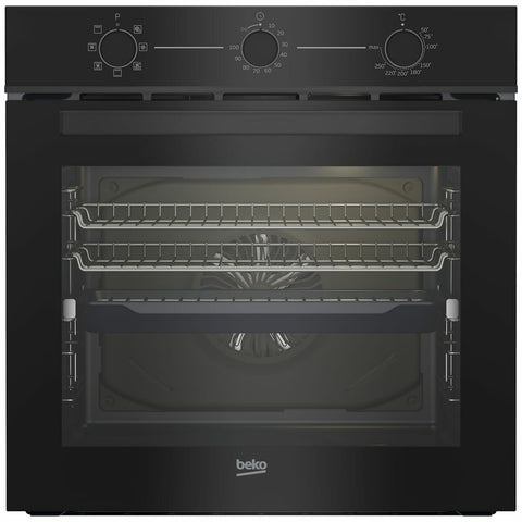 Beko 60cm Built-In Electric Oven - 85L Gross, Aeroperfect, Catalytic Liner, Black Glass - BBO6850MDX