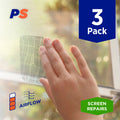 Permastik 100 x 80mm Black Fibreglass Adhesive Screen Patches - 3 Pack