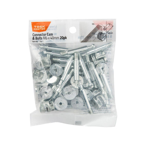 Taskmaster Connector Cam Bolts - M6 x 40mm - 20 Pack - Rust Resistant - SuperSaverAU - view 1