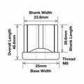 Richmond Square Threaded Insert - 25mm x M8 - Zinc Plated - 2 Pack - SuperSaverAU - view 2