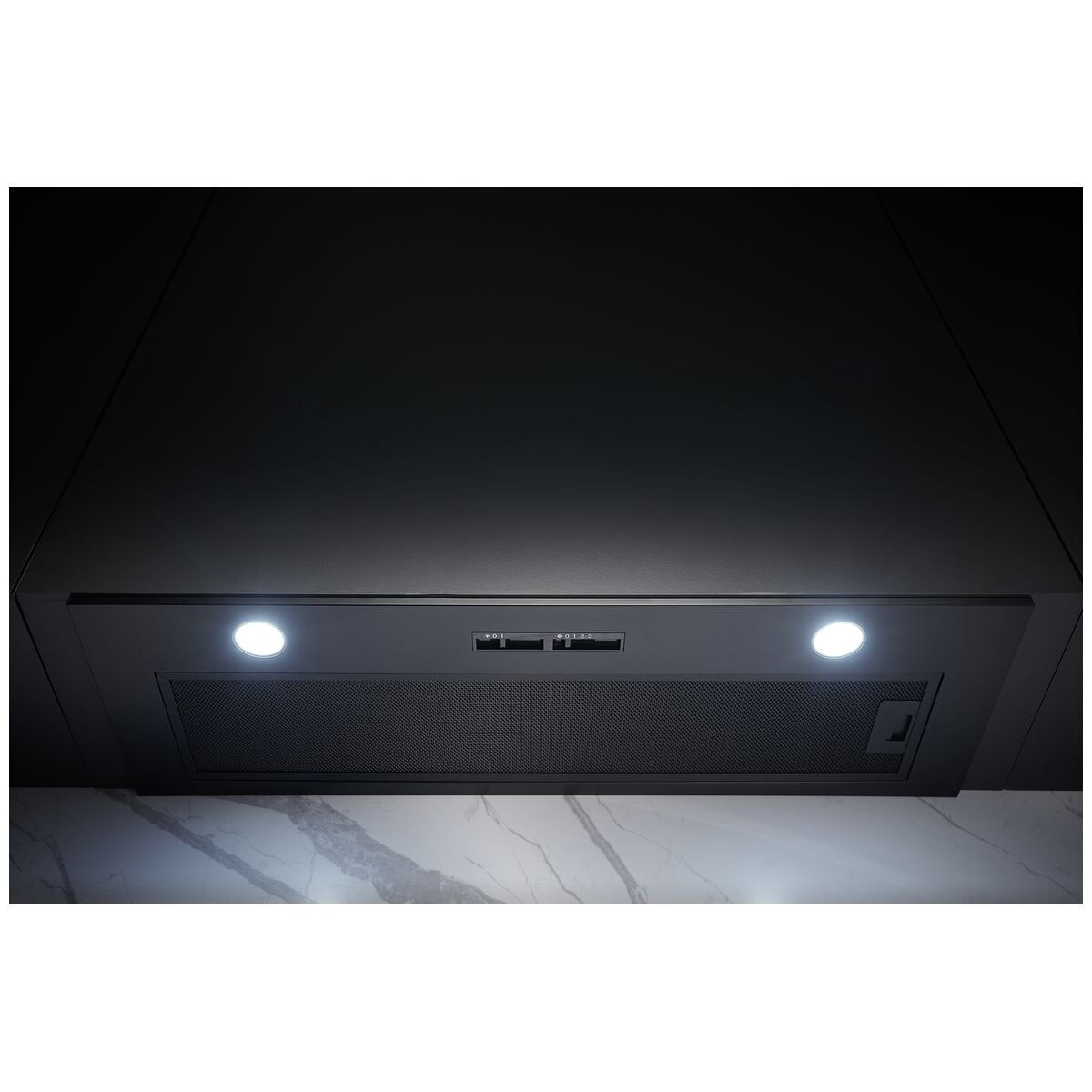 Omega 90cm Undermount Rangehood - Matt Black - Dual 3W LED - Slider Switch Controls - ORU90MB