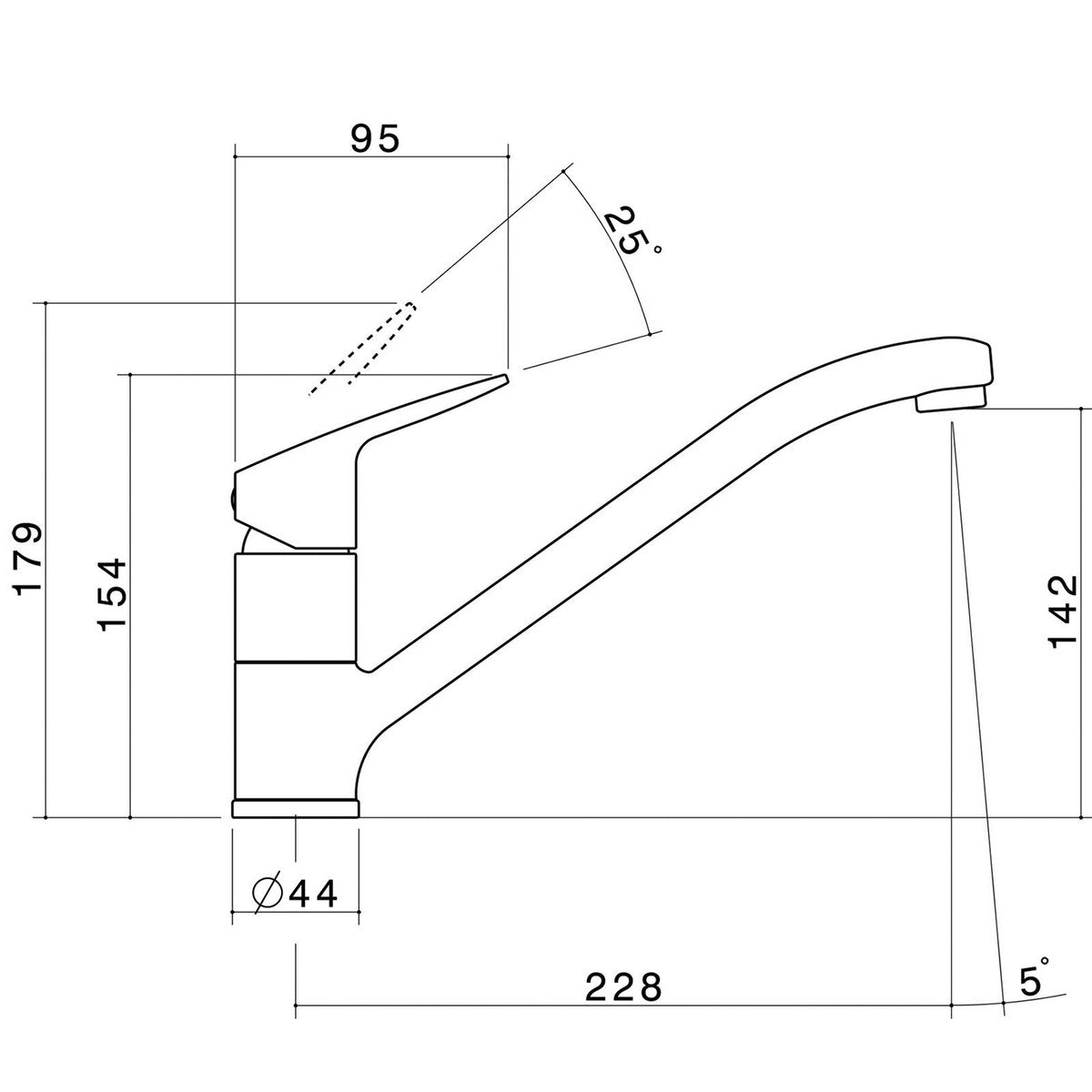 Caroma Chrome Sahara Sink Mixer - Lead-Free Brass - 40mm x 150mm x 228mm - SuperSaverAU - view 2
