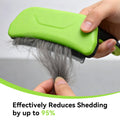Flamingo Self-Cleaning Deshedding Tool with Retractable Blades, Green, for Dogs & Cats