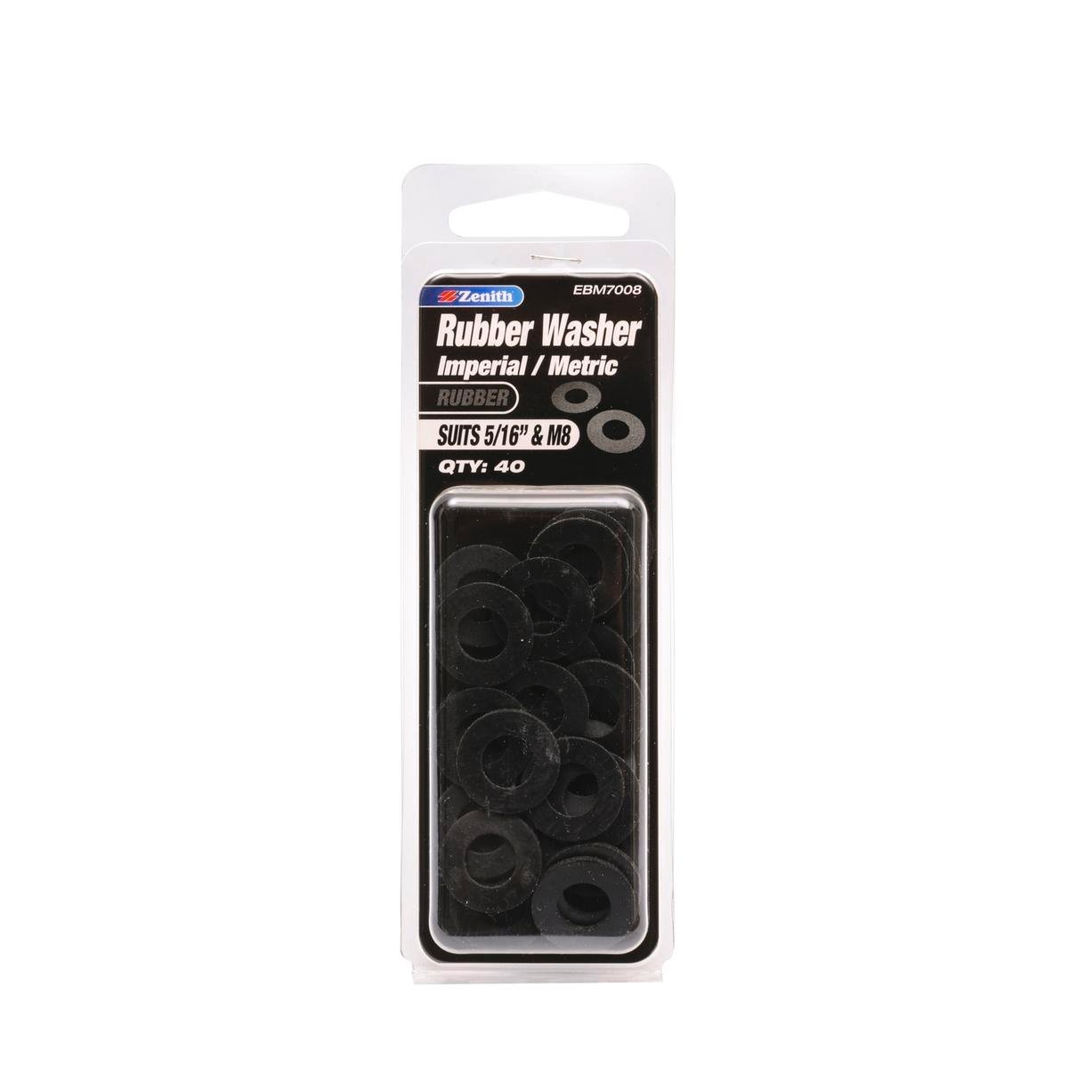 Zenith Rubber Washer 5/16 & M8 40 Pack Durable Fluid Resistant - SuperSaverAU - view 1