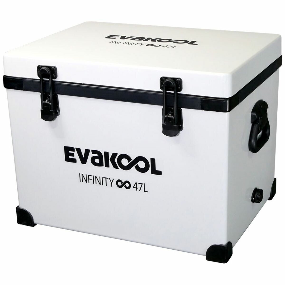 EvaKool 47L Fibreglass Infinity Icebox - White Gloss, Thick Lid Usable as a Seat, 44mm Insulation - E047