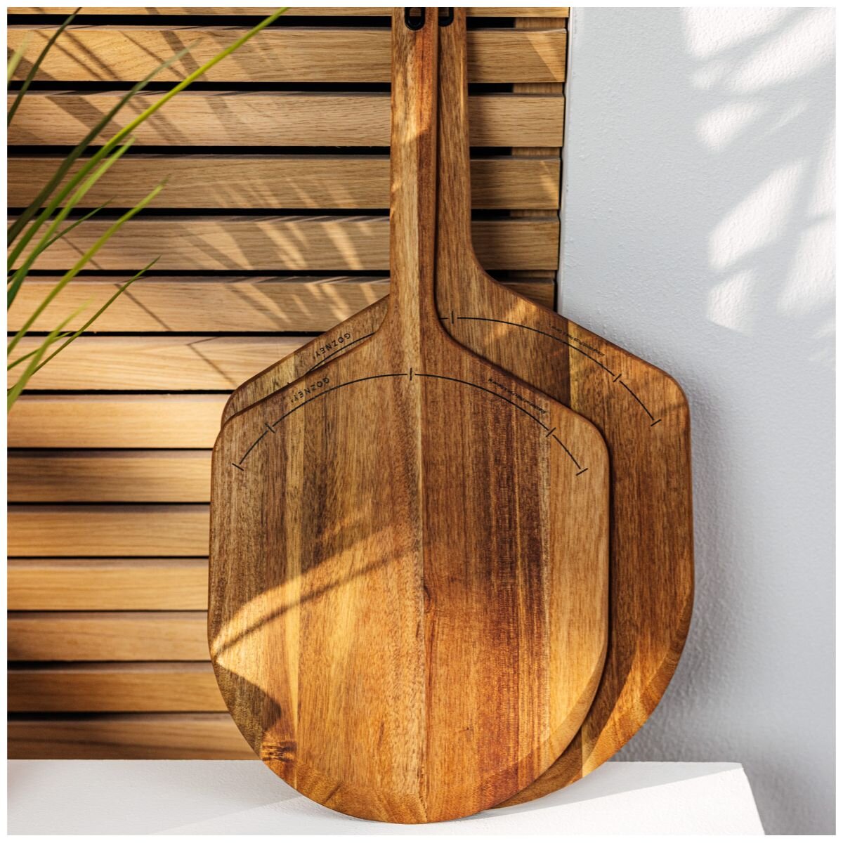 Gozney Acacia Wood Pizza Peel and Server 14 Inch Large - FSC-Certified Acacia - Etched Guides - AD1770