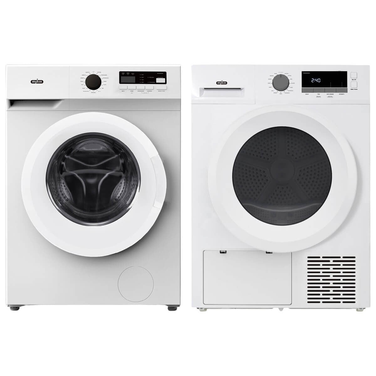 Mykin 8kg Front Load Washer and 10kg Heat Pump Dryer Package - White - Not Stackable - MFLW800WMHPD1000W