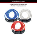 Master Lock 1.8m x 8mm Combination Bike Lock - Braided Steel, Vinyl Coated