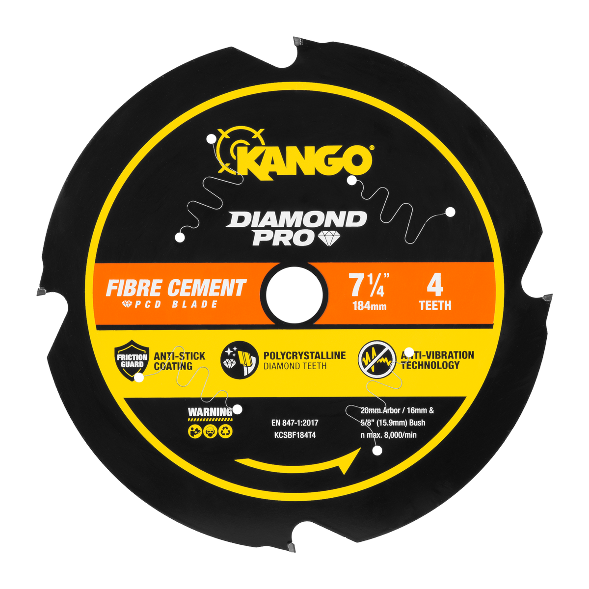 Kango 184mm 4T Diamond Pro Fibre Cement Circular Saw Blade - Precision Cutting - Durable