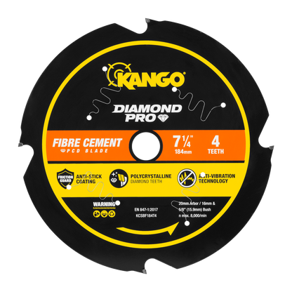 Kango 184mm 4T Diamond Pro Fibre Cement Circular Saw Blade - Precision Cutting - Durable
