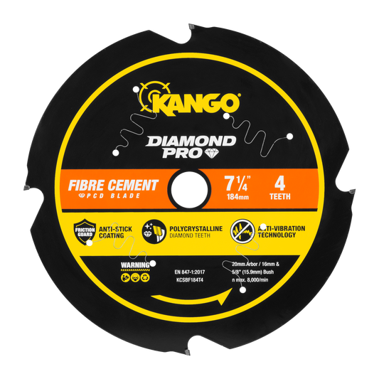 Kango 184mm 4T Diamond Pro Fibre Cement Circular Saw Blade - Precision Cutting - Durable