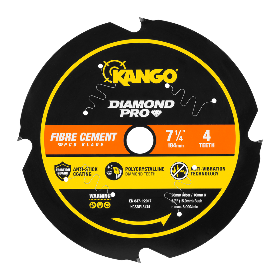 Kango 184mm 4T Diamond Pro Fibre Cement Circular Saw Blade - Precision Cutting - Durable - SuperSaverAU - view 1