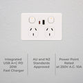 Deta S Line Double Power Point with USB A+C PD20W Fast Charging - 2 Outlets - 45mm x 74mm x 115mm - Ultra-Low Profile Design - SuperSaverAU - view 2
