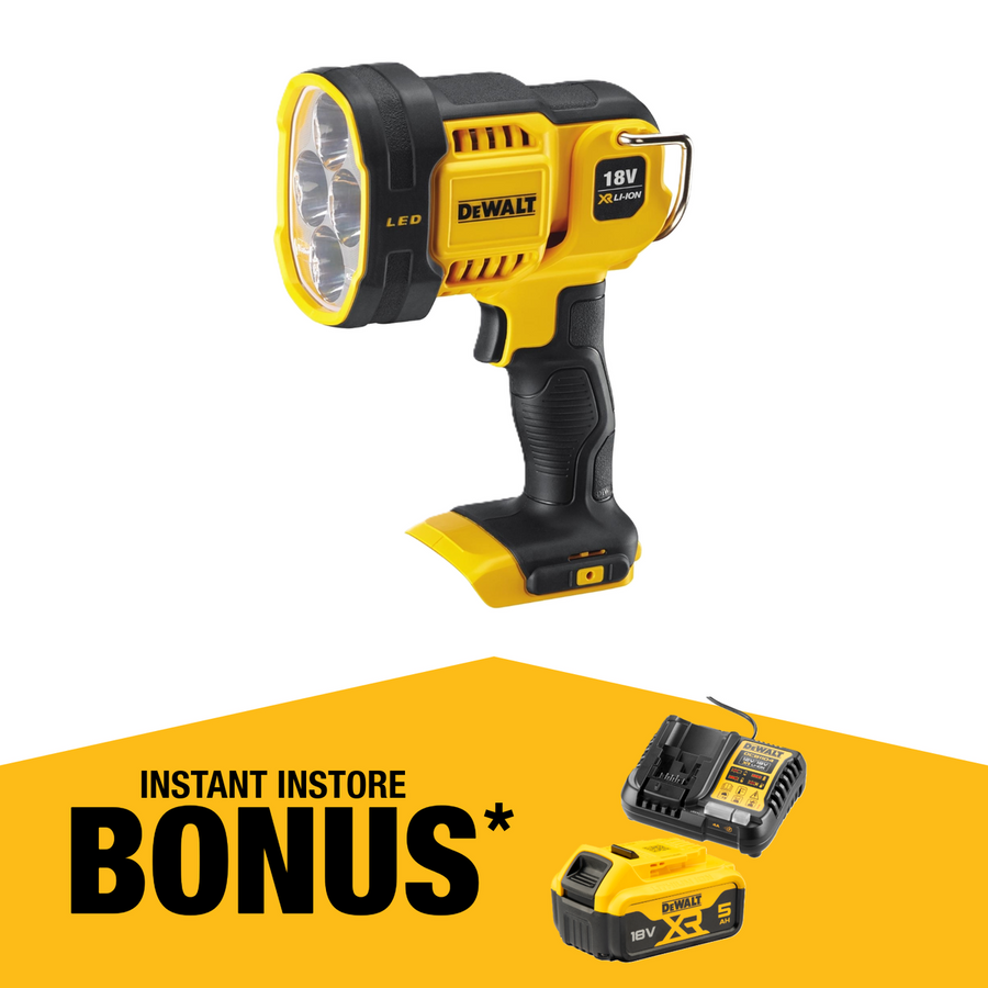 DeWalt 18V Job Site Cordless LED Spotlight - 1000 Lumens - Plastic - Durable - SuperSaverAU - view 1