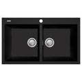 Oliveri Santorini Double Bowl Topmount Sink - Matte Black, Two 32L Bowls - ST-MB1564-OF