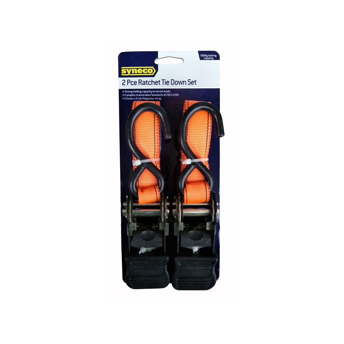 Syneco S Hook Tie Down Ratchet Set 25mm x 4 5m 2 Pack Heavy Duty - SuperSaverAU - view 4