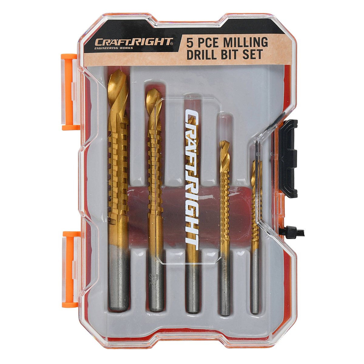 Craftright 5 Piece Milling Drill Bit Set - HSS4241 Titanium Coated - 104mm x 145mm - SuperSaverAU - view 1