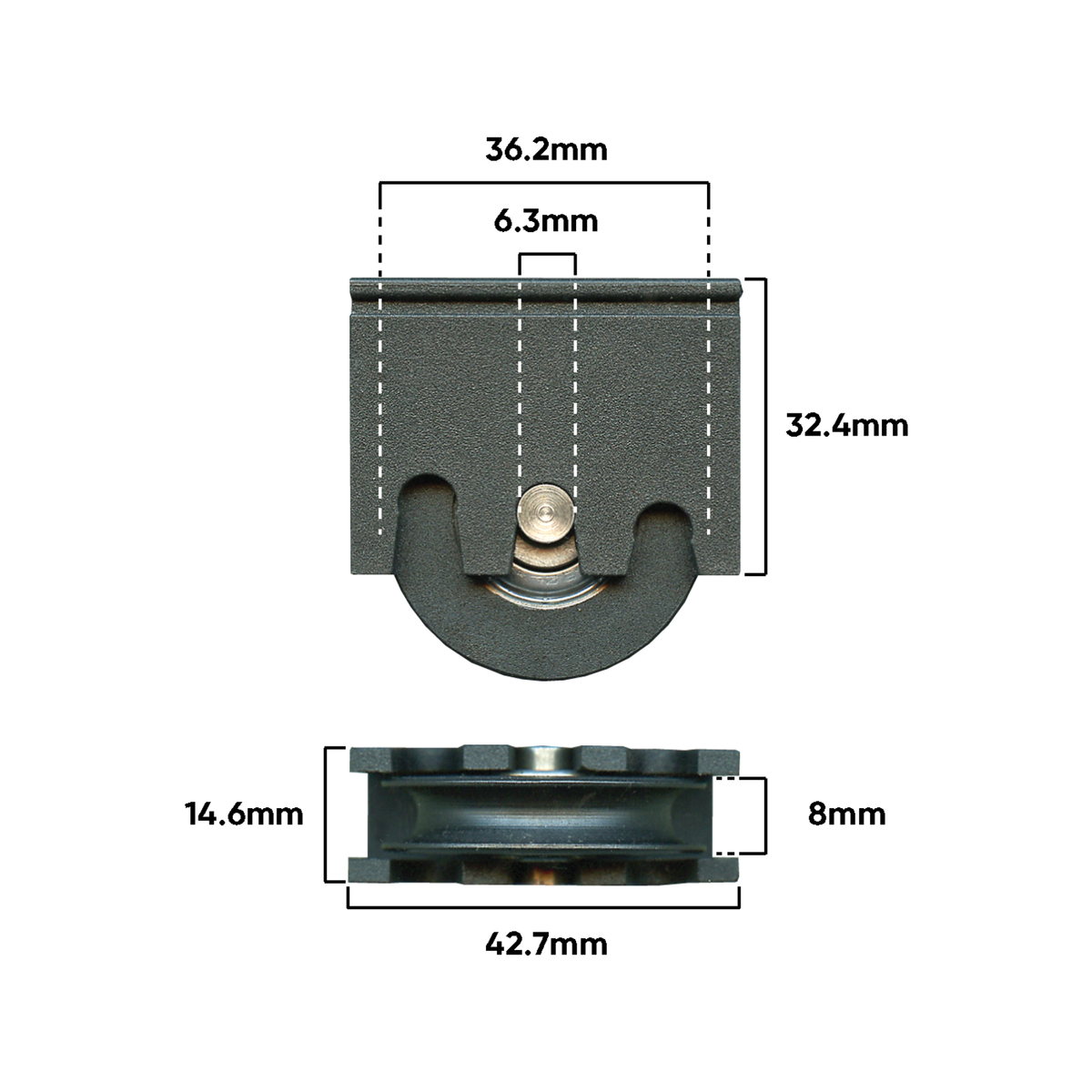 Rolltrak Heavy Duty Carriage - 43mm x 44mm - Nylon - Adjustable - SuperSaverAU - view 3