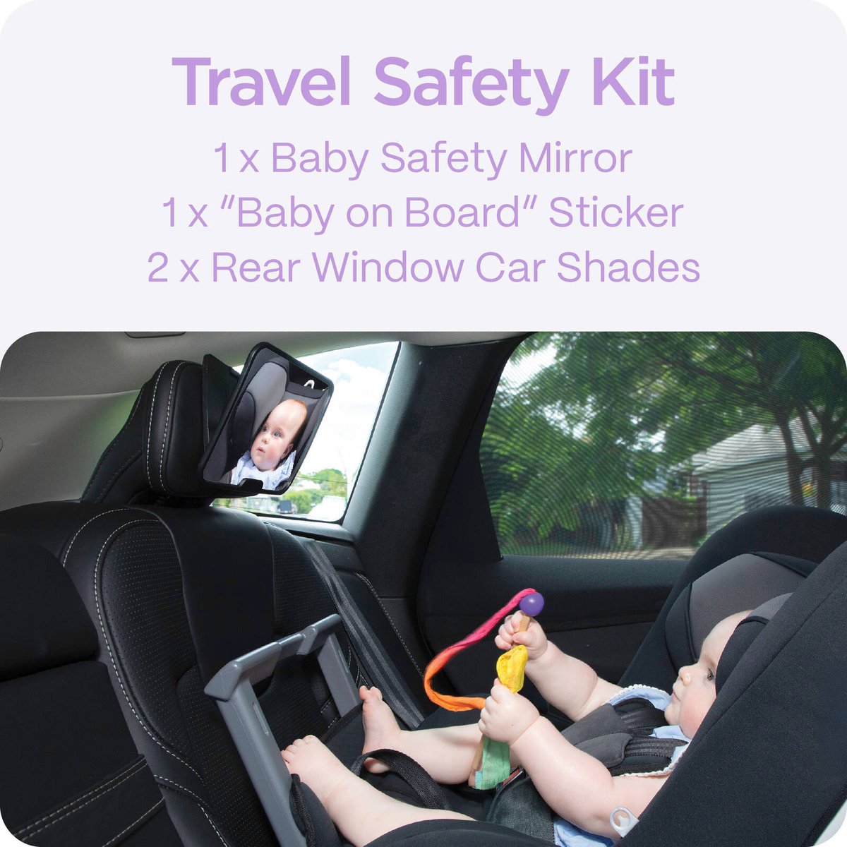Perma Child Safety Travel Safety Kit - 3 Piece Set - Sunshades, Mirror, Sign - 120cm x 60cm - SuperSaverAU - view 2