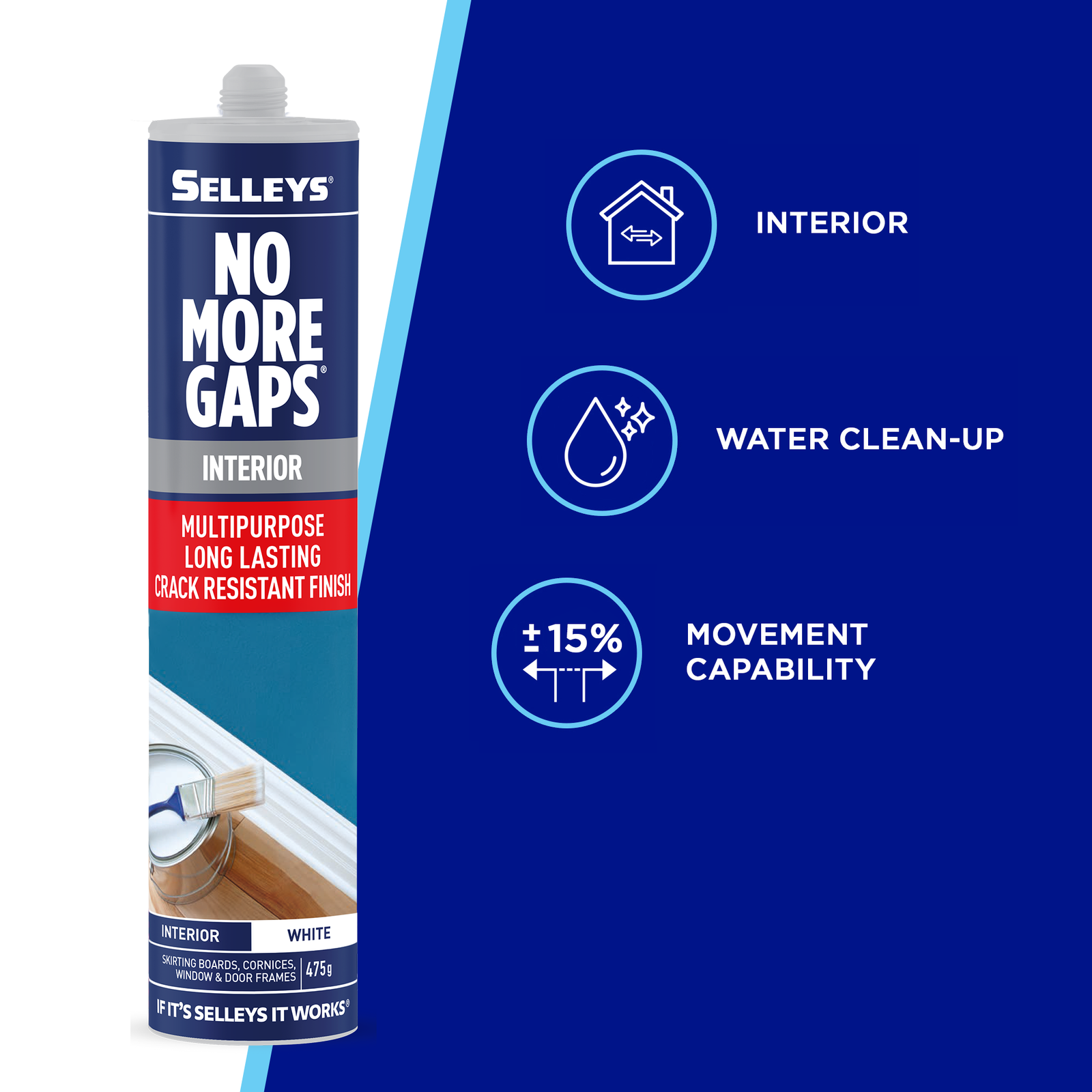 Selleys No More Gaps Interior Multipurpose Gap Filler 475g White - Paintable Acrylic