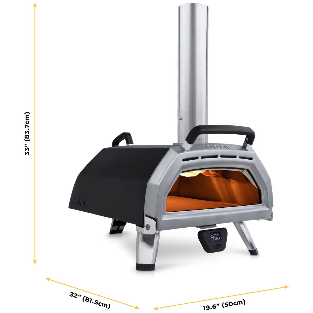 Ooni Karu 16 multi-fuel pizza oven - wood, charcoal or gas, ViewFlame door, digital thermometer - UU-P0E400