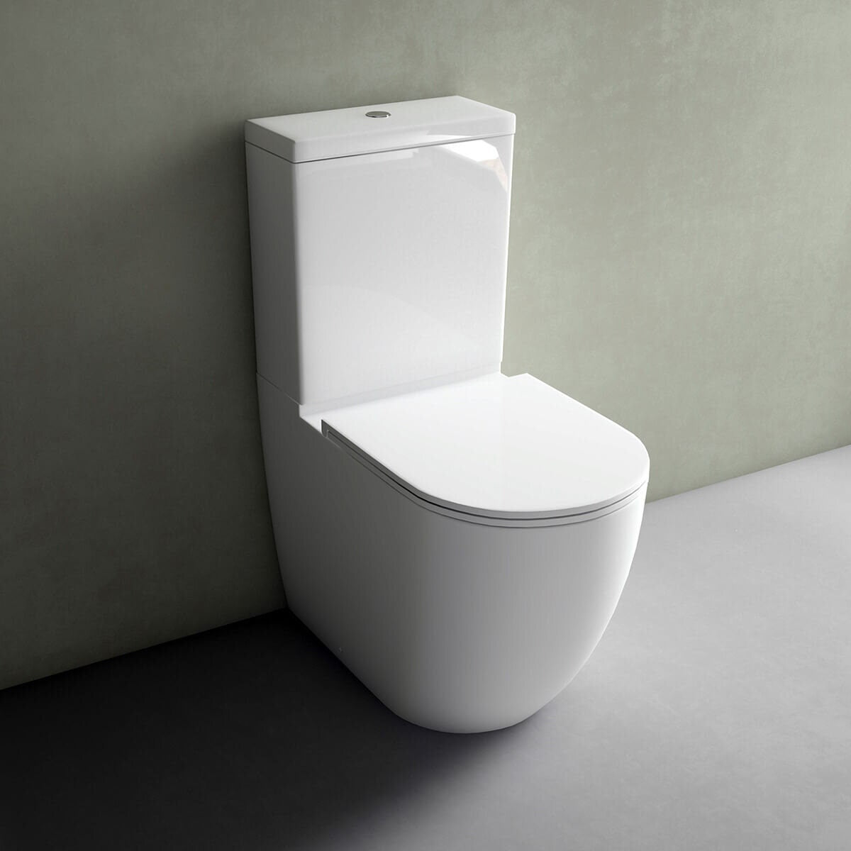 Studio Bagno Hyde Rimless Back To Wall Toilet Suite - Gloss White - 4 Star Water Rating - HYD001
